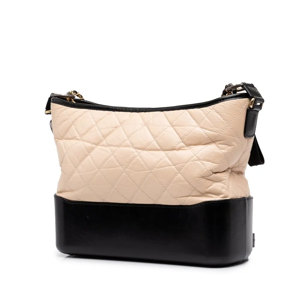 Chanel Medium Bicolor Lambskin Gabrielle Crossbody Beige Leather Very good - Back View