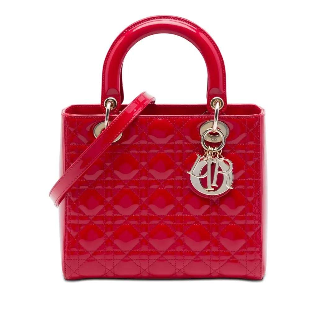 Dior Medium Patent Cannage Lady Dior Red Leather Very good - Front View