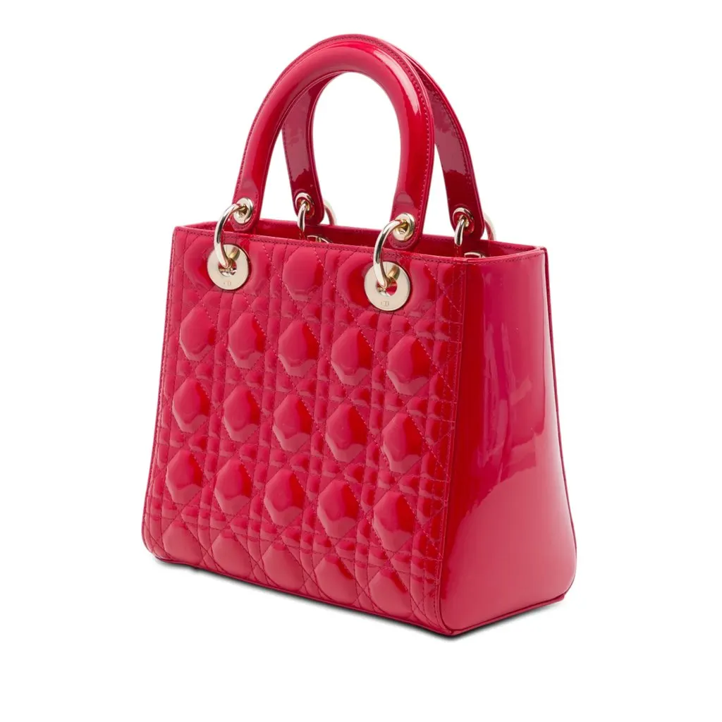 Dior Medium Patent Cannage Lady Dior Red Leather Very good - Back View
