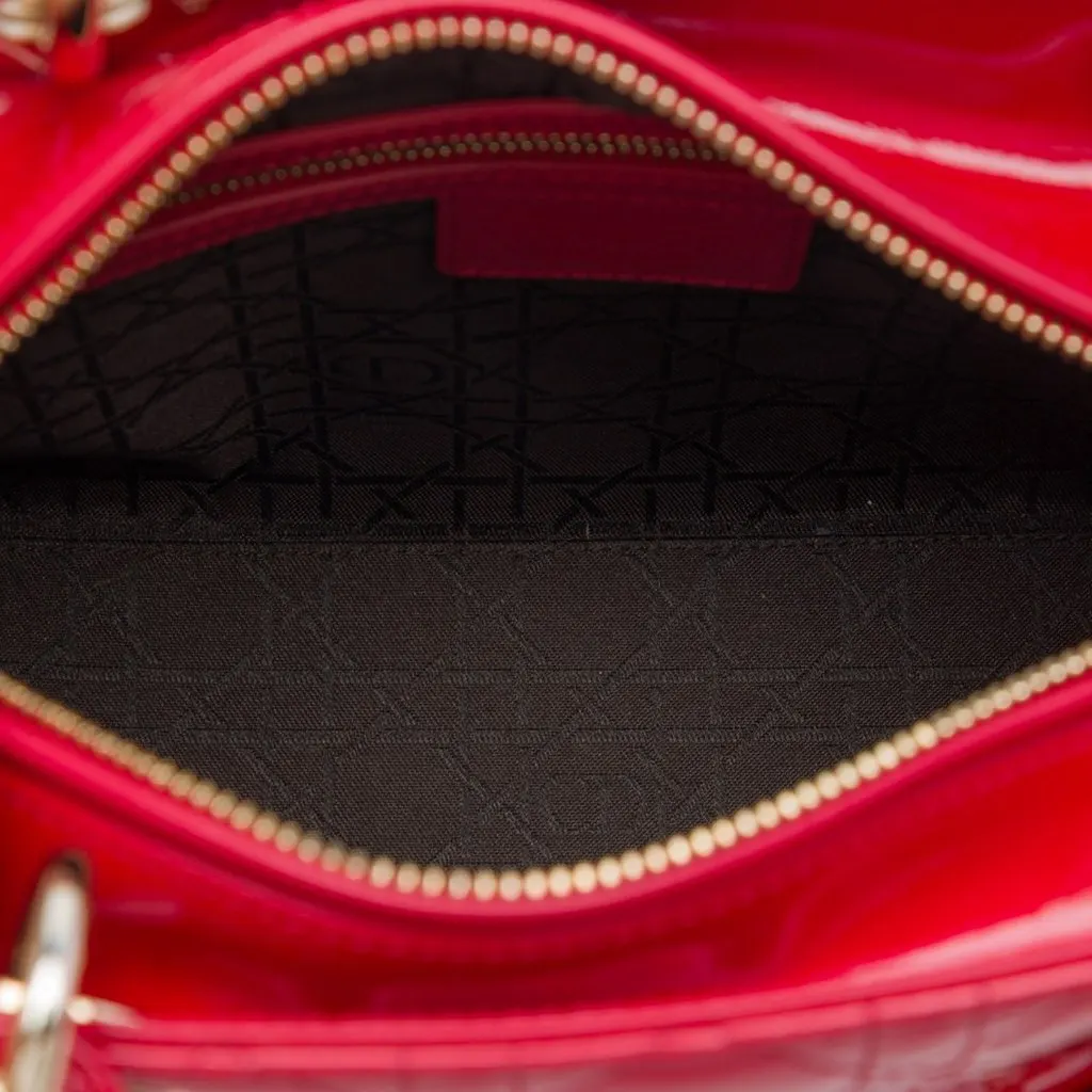 Dior Medium Patent Cannage Lady Dior Red Leather Very good - Model View