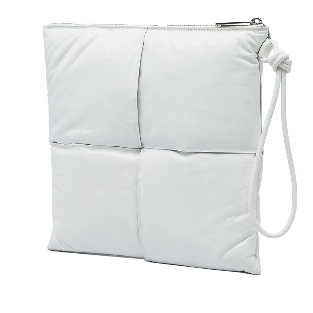 Bottega Veneta Nappa Maxi Intrecciato Padded Square Wristlet Pouch White Leather Very good - Back View