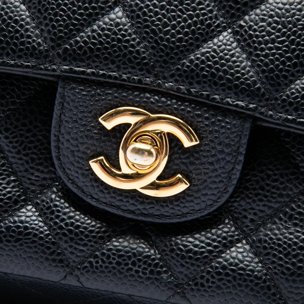 Chanel Medium Classic Caviar Double Flap Black Leather Very good - Box View