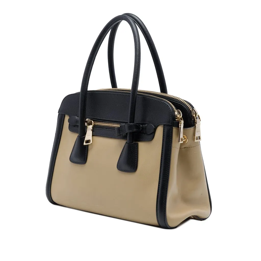 Prada Saffiano Trimmed Nappa Convertible Tote Beige Leather Very good - Back View