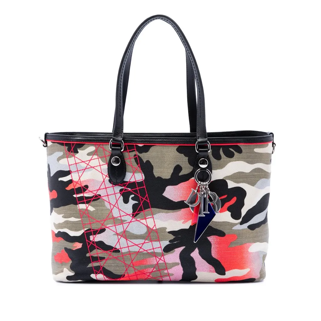 Dior Anselm Reyle Medium Canvas Camouflage Tote MultiColor Very good - Front View