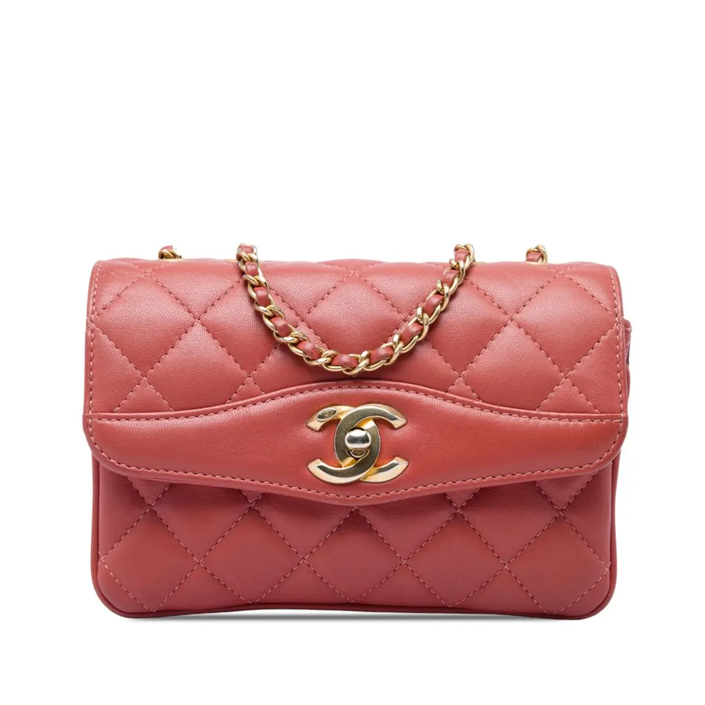Chanel Small Quilted Lambskin Daily Companion Flap Pink Leather Very good - Front View