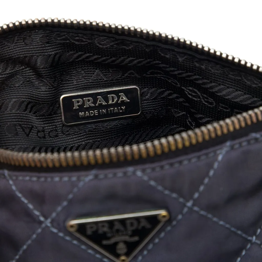 Prada Impuntu Tessuto Barrel Pochette Blue Polyamide Very good - Box View