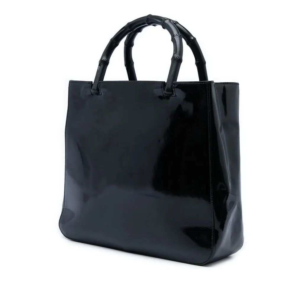 Gucci Bamboo Handbag Black Leather Very good - Back View