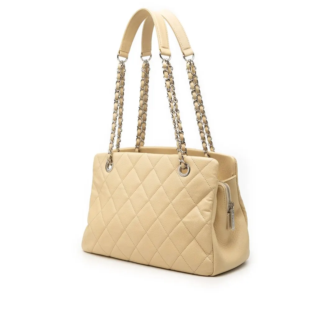 Chanel Petite Caviar Timeless Tote White Leather Very good - Back View