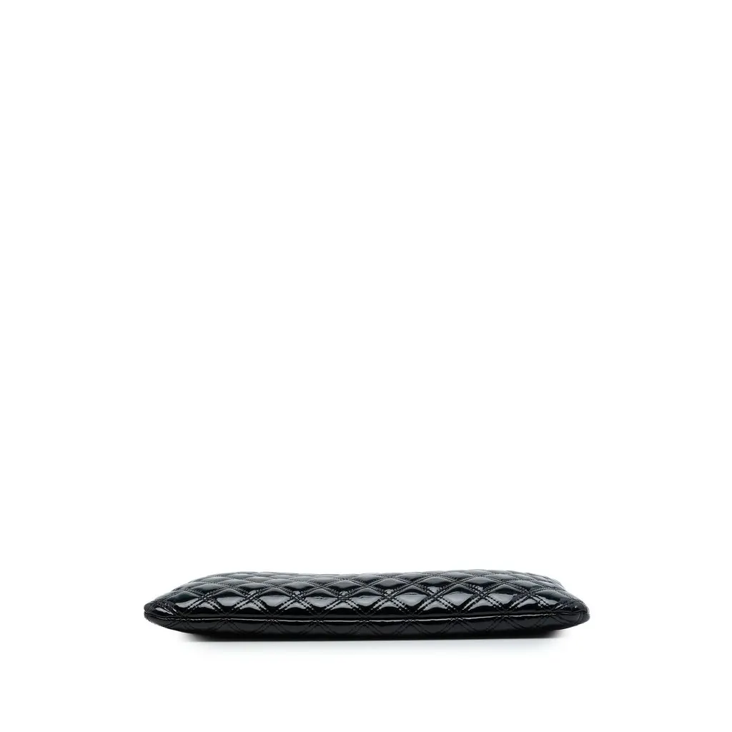 Chanel Large Quilted Patent Double Stitch O Case Clutch Black Leather Very good - Inside View