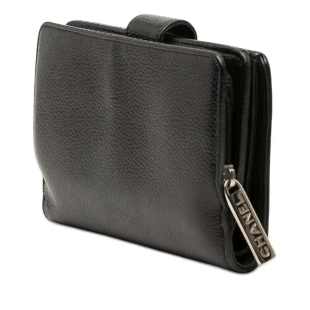Chanel CC Caviar Bifold Wallet Black Leather Very good - Back View