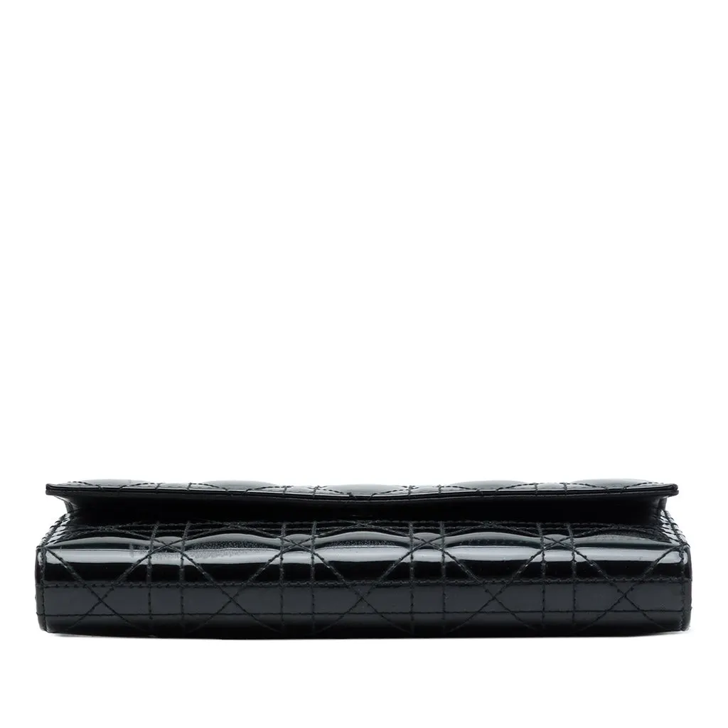 Dior Patent Cannage Lady Dior Wallet On Chain Black Leather Very good - Inside View