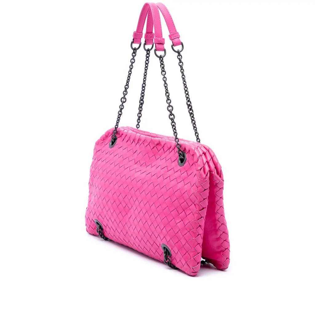Bottega Veneta Nappa Intrecciato Duo Shoulder Bag Pink Leather Very good - Back View