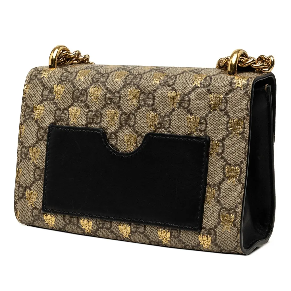 Gucci Small GG Supreme Bee Padlock Crossbody Beige Very good - Back View