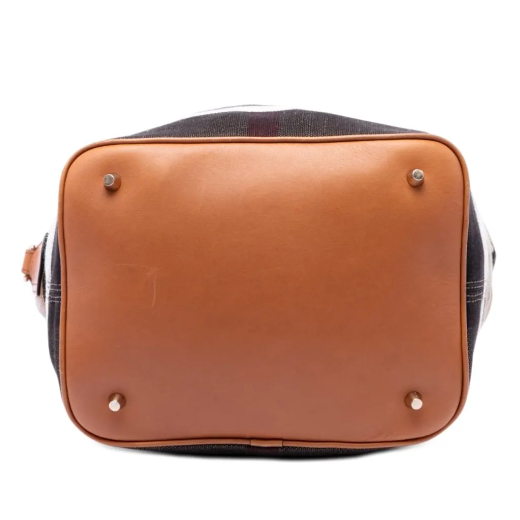 Burberry Medium Mega Check Canvas and Grained Calfskin Ashby Tassel Bucket Bag Brown Good - Inside View