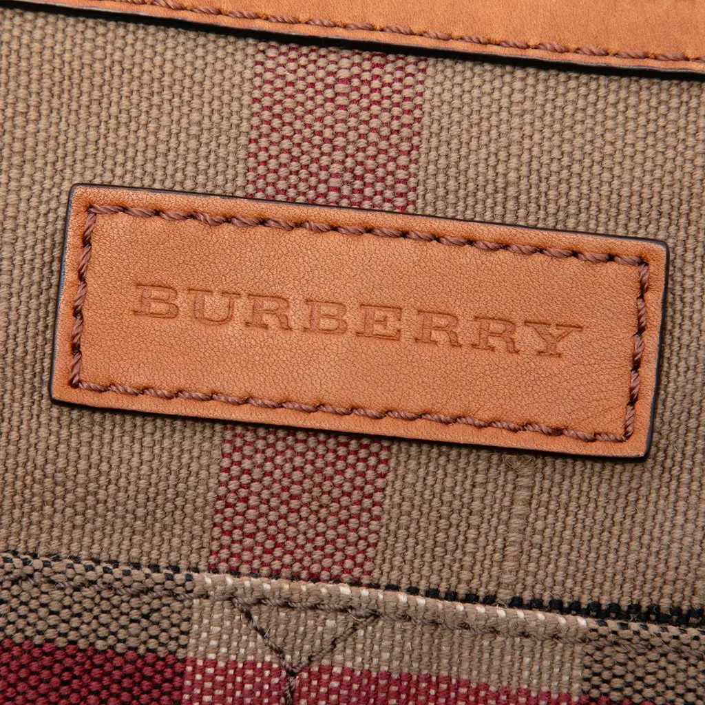 Burberry Medium Mega Check Canvas and Grained Calfskin Ashby Tassel Bucket Bag Brown Good - Box View