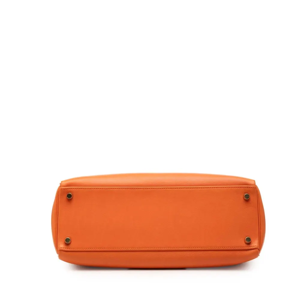Hermès Gulliver Kelly Retourne 32 Orange Leather Good - Inside View
