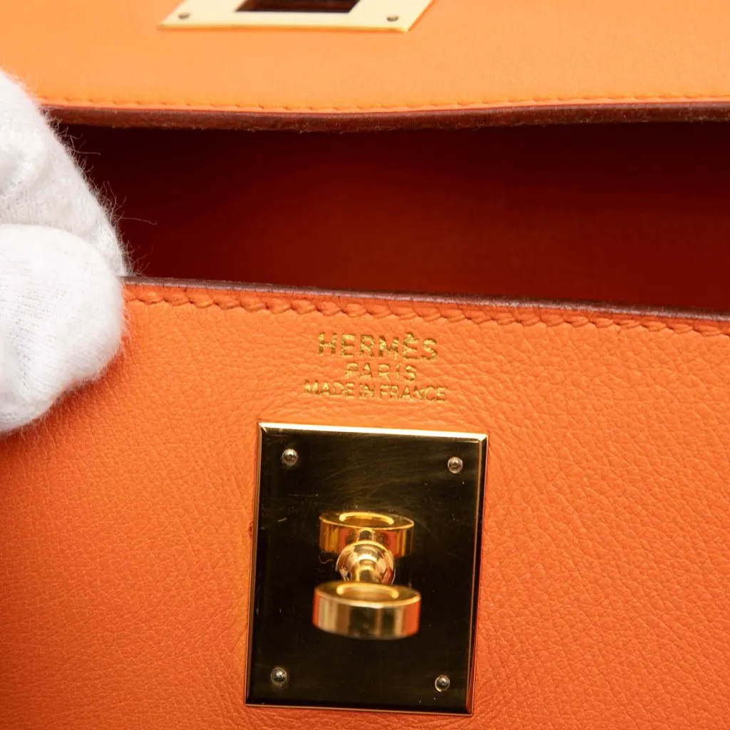 Hermès Gulliver Kelly Retourne 32 Orange Leather Good - Box View