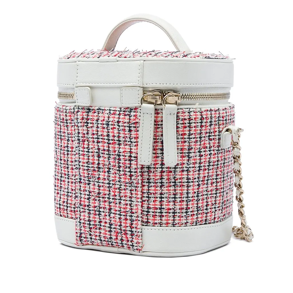 Chanel Tweed and Lambskin CC Vanity Case Red Very good - Back View