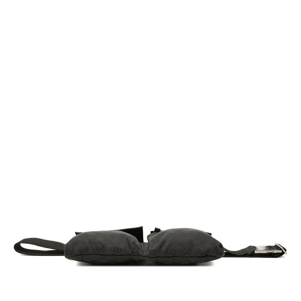 Gucci GG Canvas Double Pocket Belt Bag Black Canvas Good - Inside View