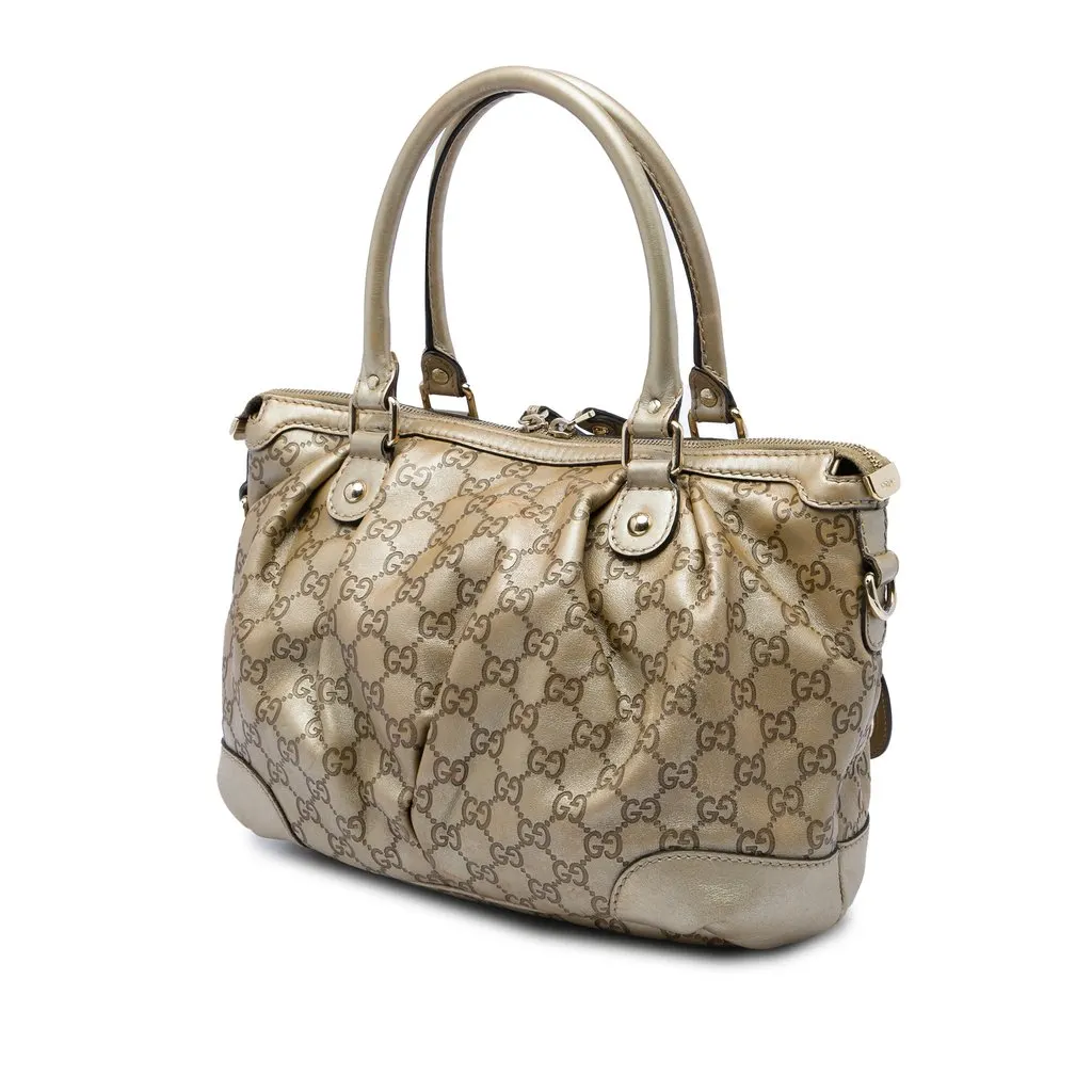 Gucci Guccissima Sukey Satchel Gold Leather Good - Back View
