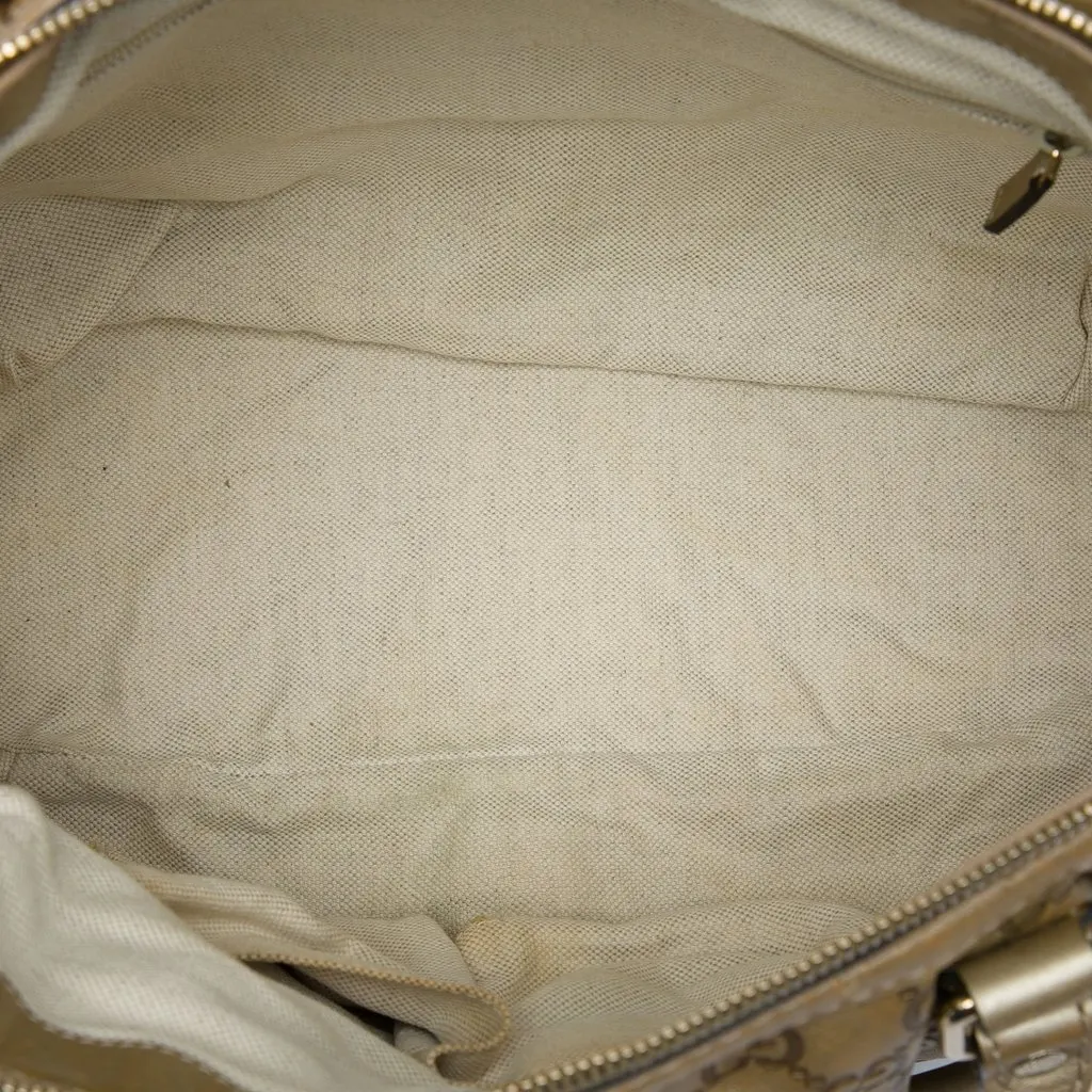 Gucci Guccissima Sukey Satchel Gold Leather Good - Model View