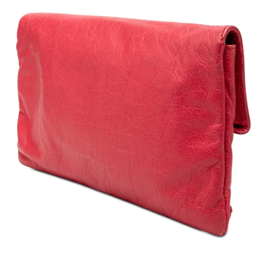 Balenciaga Lambskin Motocross Giant 21 Brogues Envelope Clutch Red Leather Very good - Back View