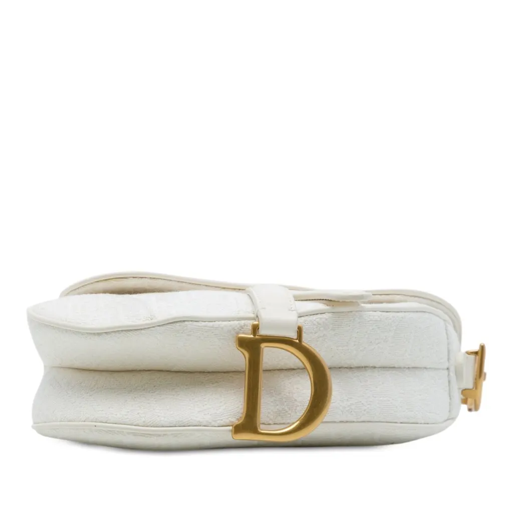 Dior Mini Oblique Embroidered Canvas Saddle Bag White Canvas Very good - Inside View