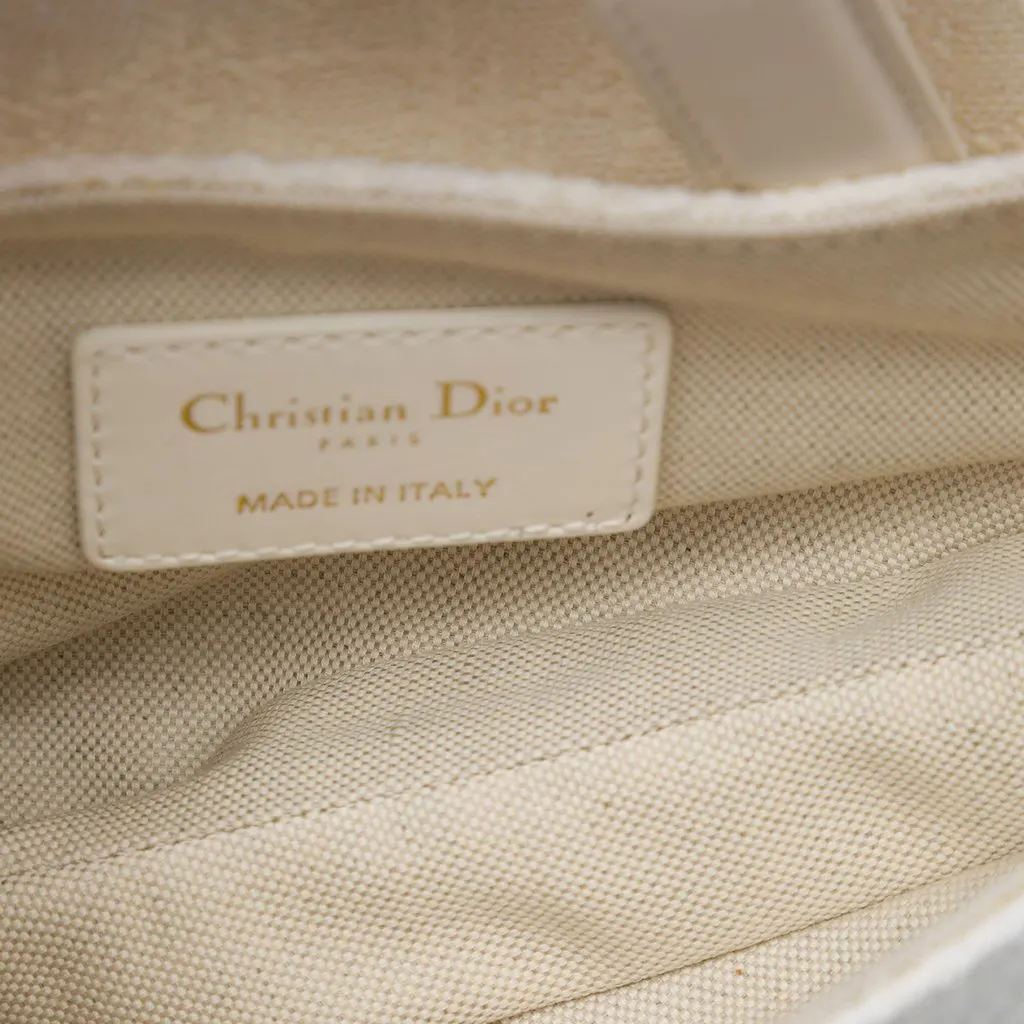 Dior Mini Oblique Embroidered Canvas Saddle Bag White Canvas Very good - Model View