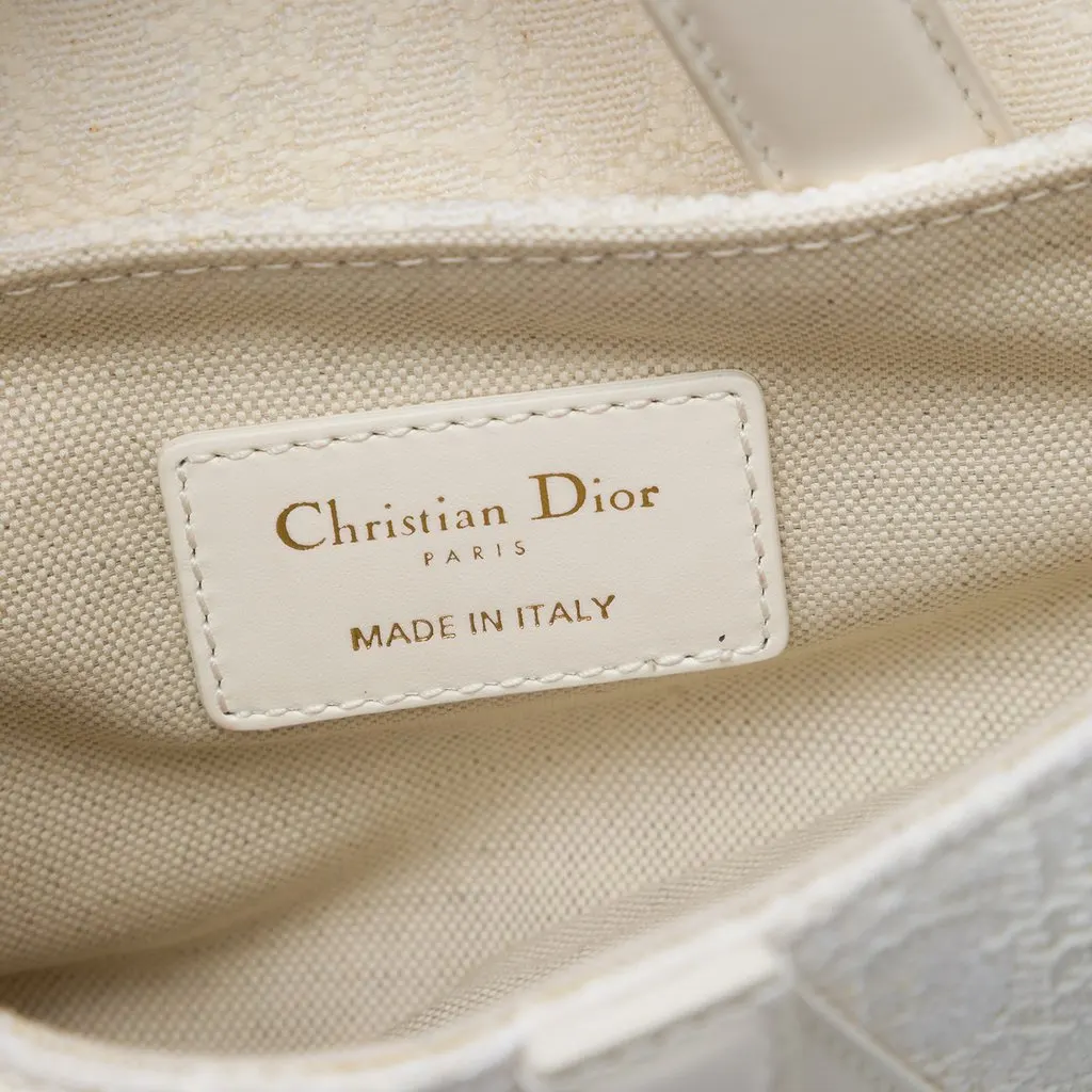 Dior Mini Oblique Embroidered Canvas Saddle Bag White Canvas Very good - Box View