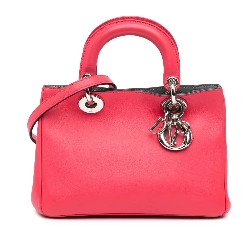Dior Small Leather Diorissimo Satchel Pink Leather Very good - Front View