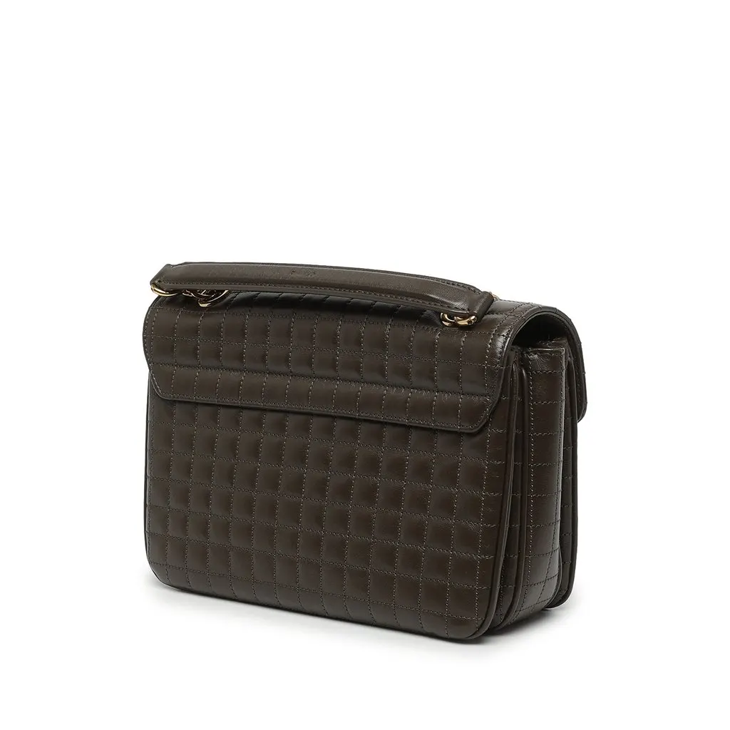 Celine Medium Quilted Calfskin C Bag Brown Leather Very good - Back View