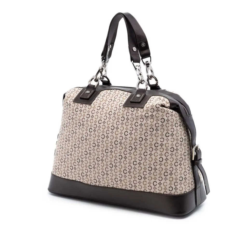 Celine C Macadam Canvas Handbag Beige Very good - Back View