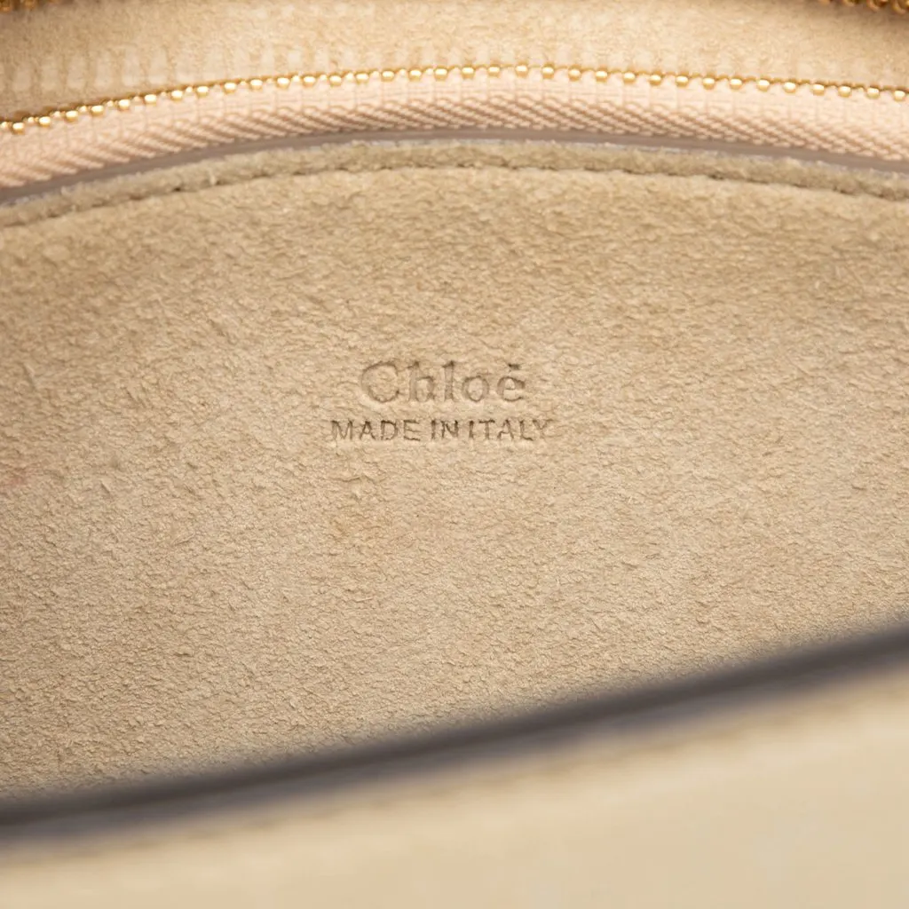 Chloé Medium Calfskin Suede Pixie Signature Satchel Beige Leather Very good - Box View