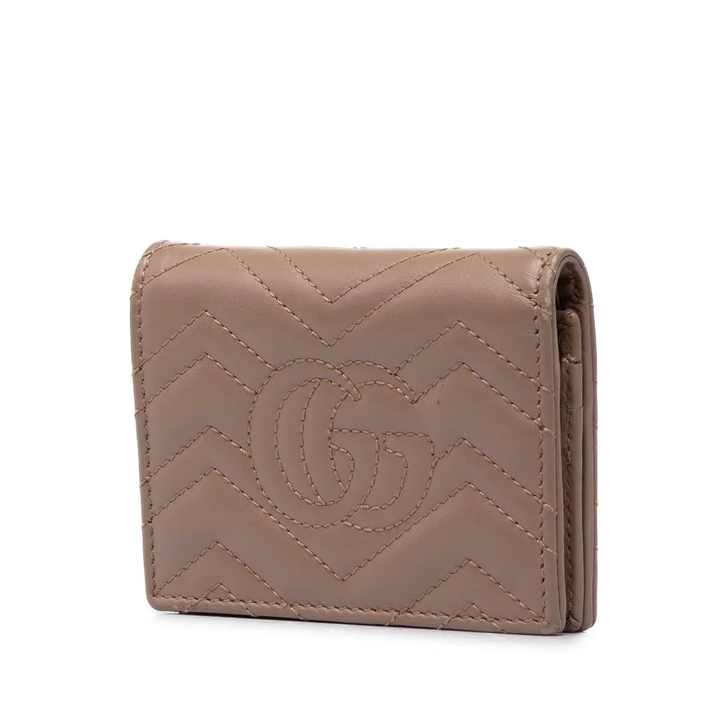 Gucci GG Marmont Matelasse Calfskin Compact Wallet Brown Leather Very good - Back View