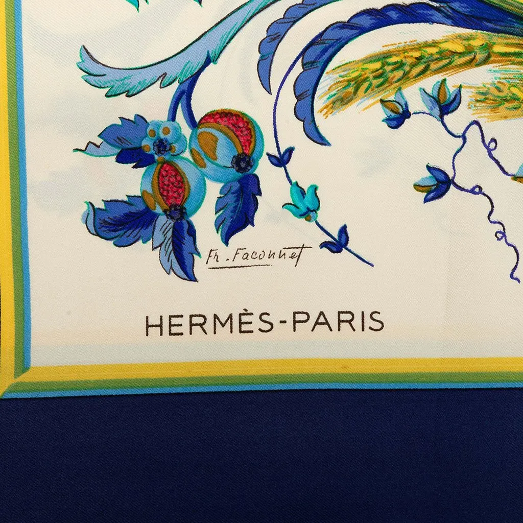 Hermès Ceres Silk Scarf 90 White Silk Very good - Box View