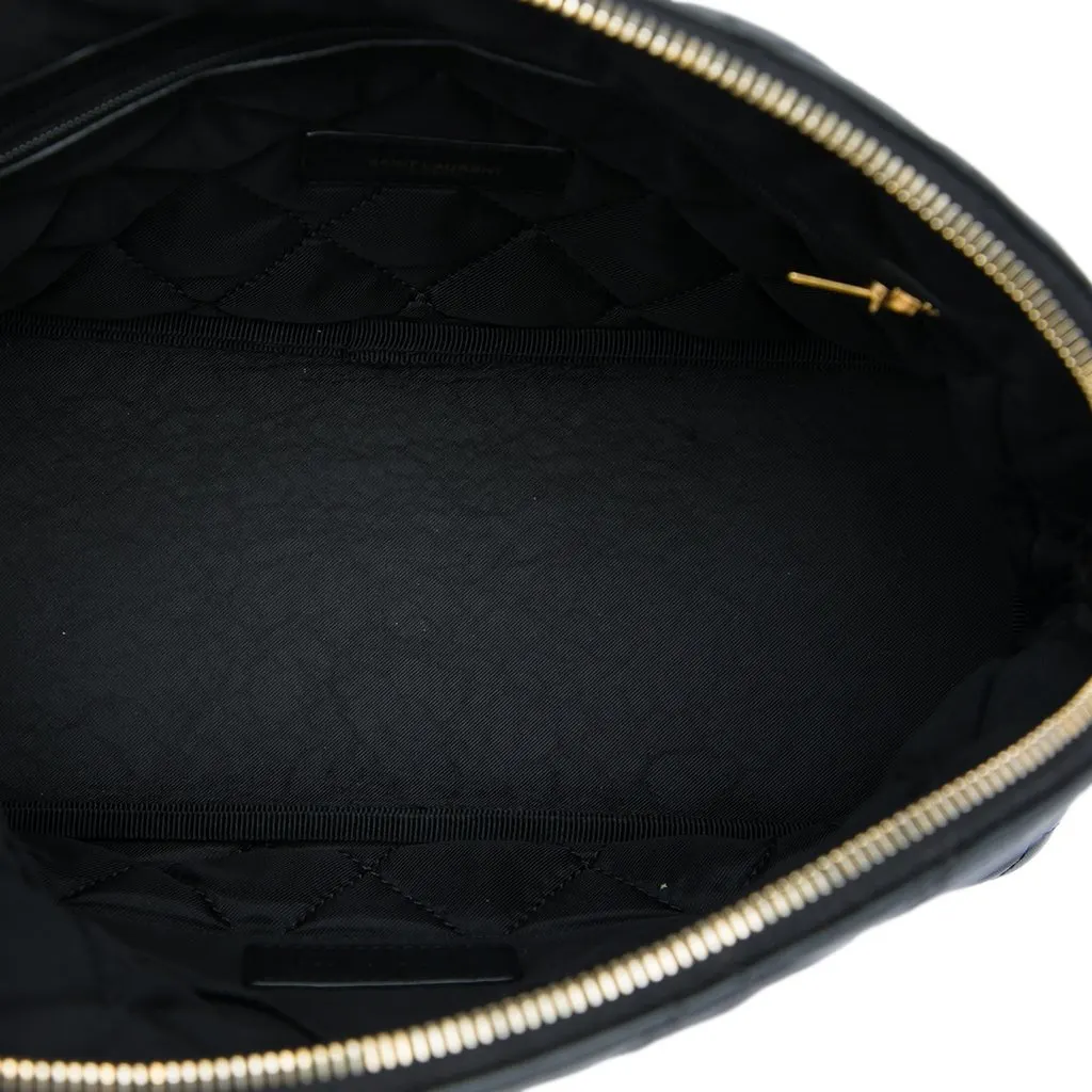Saint Laurent Quilted Lambskin Cassandre Cosmetic Pouch Black Leather Very good - Model View