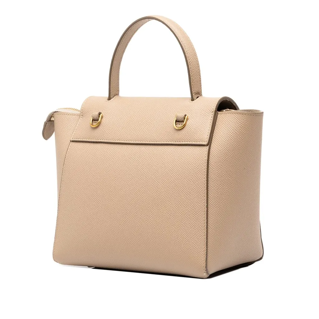 Celine Nano Grained Calfskin Belt Bag Beige Leather Good - Back View