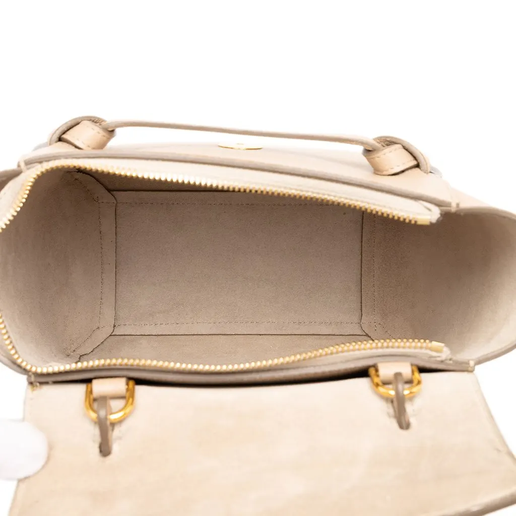 Celine Nano Grained Calfskin Belt Bag Beige Leather Good - Model View