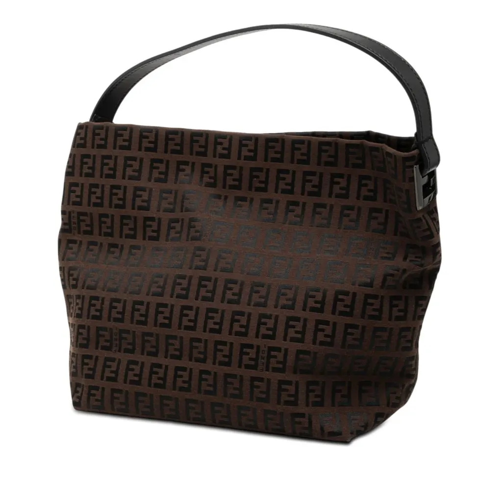 Fendi Zucchino Canvas Handbag Brown Very good - Back View