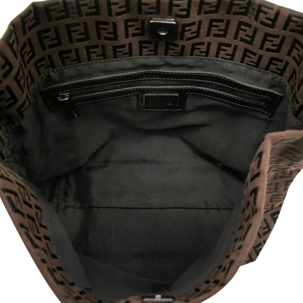 Fendi Zucchino Canvas Handbag Brown Very good - Model View