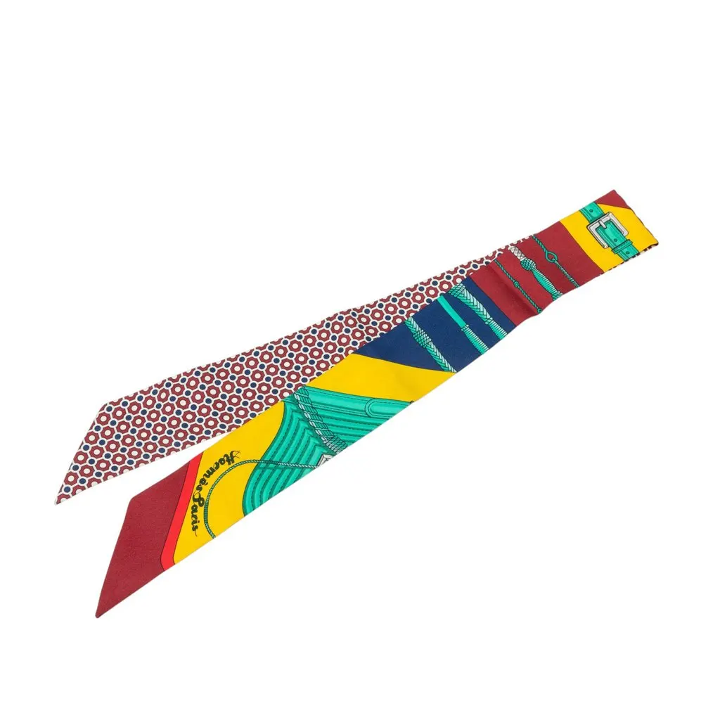 Hermès Clic Clac Modern Cannage Silk Twilly Scarf