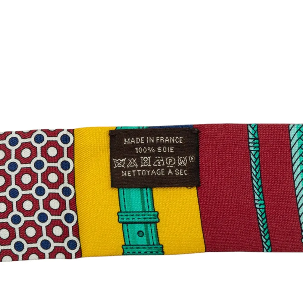 Hermès Clic Clac Modern Cannage Silk Twilly Scarf Red Never worn - Inside View