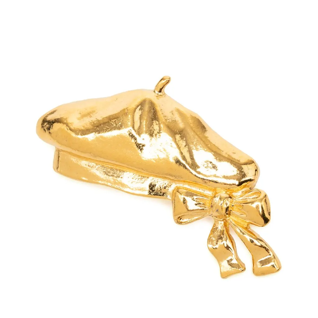 Chanel Gold Plated Beret Hat Brooch Gold Metal Very good - Front View