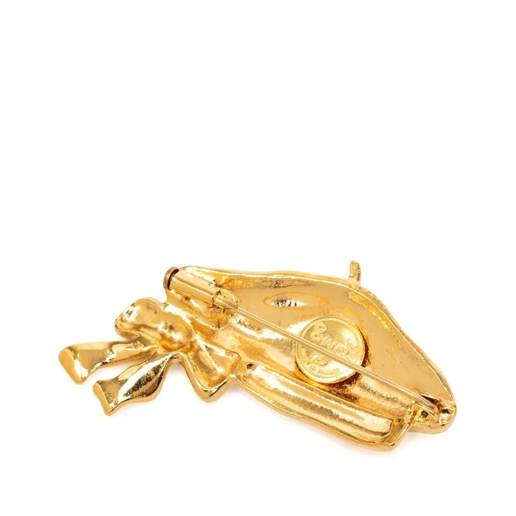 Chanel Gold Plated Beret Hat Brooch Gold Metal Very good - Back View