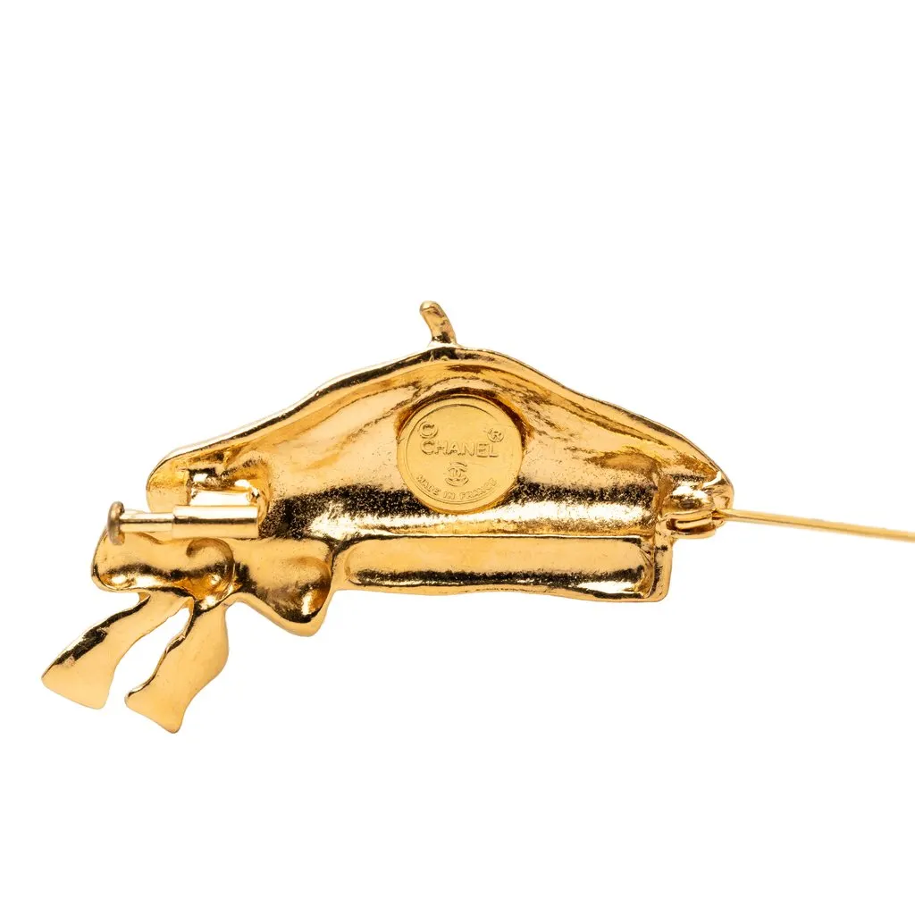 Chanel Gold Plated Beret Hat Brooch Gold Metal Very good - Inside View