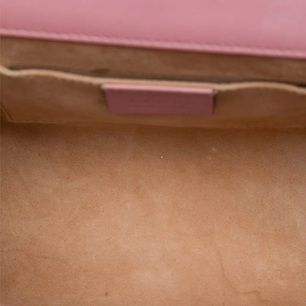 Gucci Small Pearl Studded Leather Padlock Crossbody Pink Leather Very good - Model View