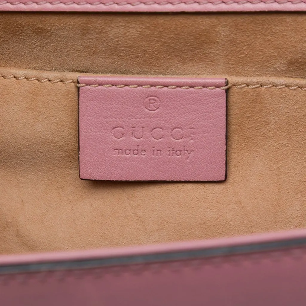 Gucci Small Pearl Studded Leather Padlock Crossbody Pink Leather Very good - Box View