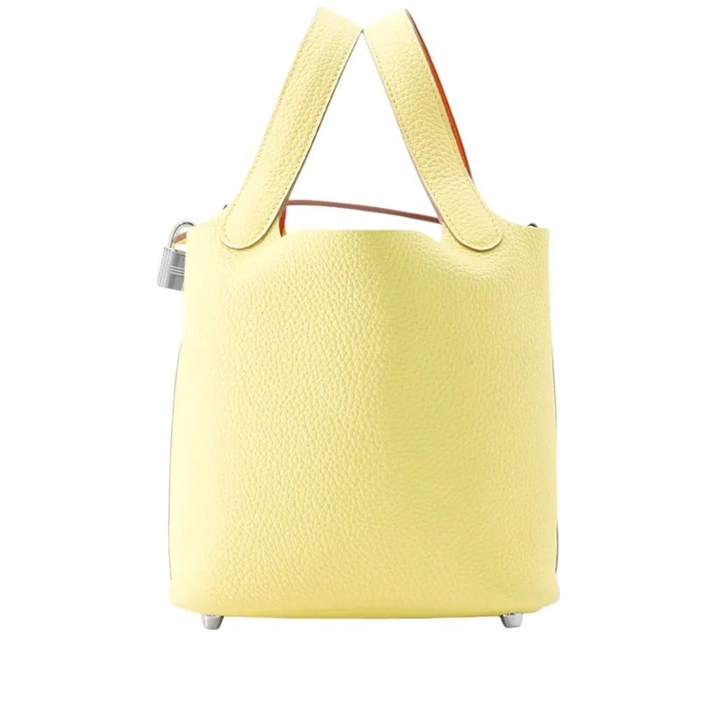 Hermès Clemence Picotin Lock 18 Yellow Leather Good - Front View