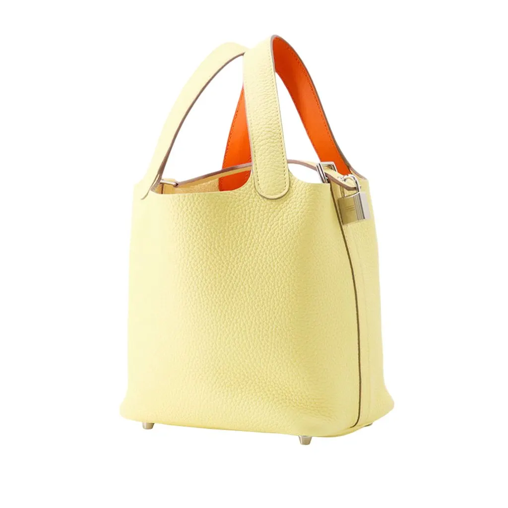 Hermès Clemence Picotin Lock 18 Yellow Leather Good - Back View