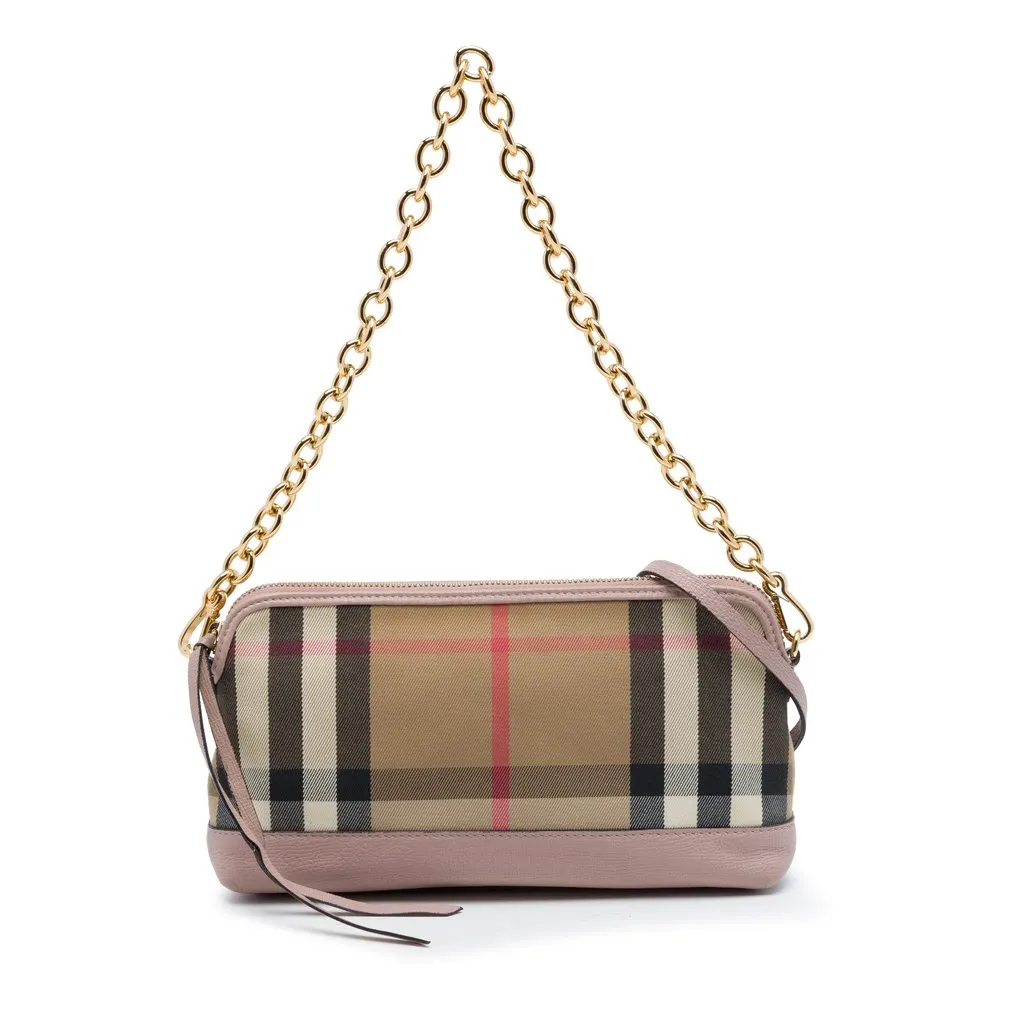 Burberry House Check Canvas Derby Abingdon Convertible Satchel Brown Very good - Front View